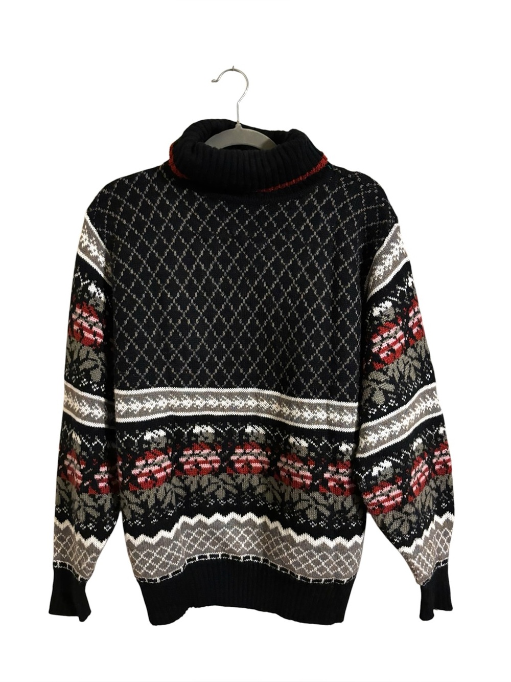 Vintage‎ Jason Maxwell Black Floral Turtleneck Sweater Large